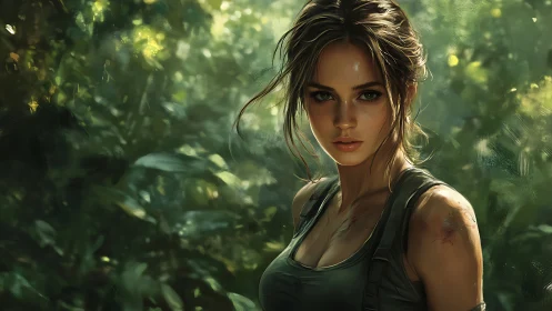 Jungle light crowns the fierce explorer with quiet fire