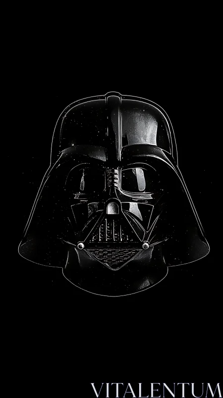 Black sci fi helmet mask centered on solid dark background.