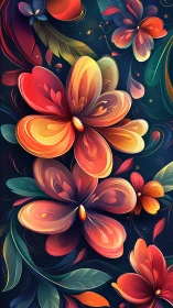 Luminescent Bloom Cascade: Electric Florals Dance.