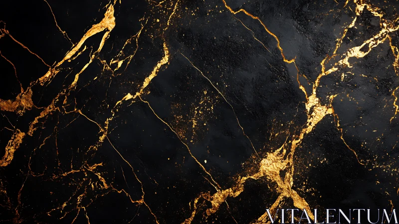 Liquid gold veins quietly blaze across midnight stone