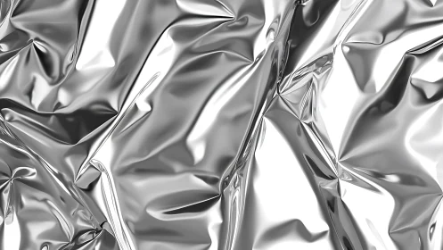 Shiny crumpled aluminum foil texture with reflective metallic look.