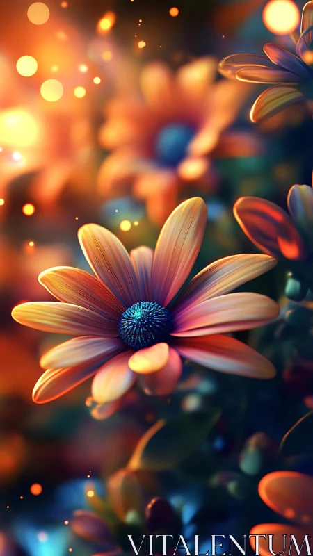 Daisy Flowers with Bokeh Lighting Effect Background
