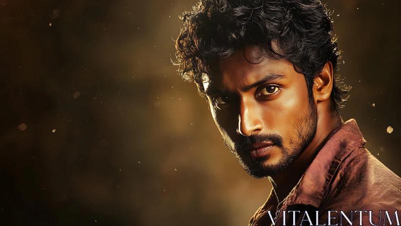 Side-lit male portrait uses warm rim light and shallow depth