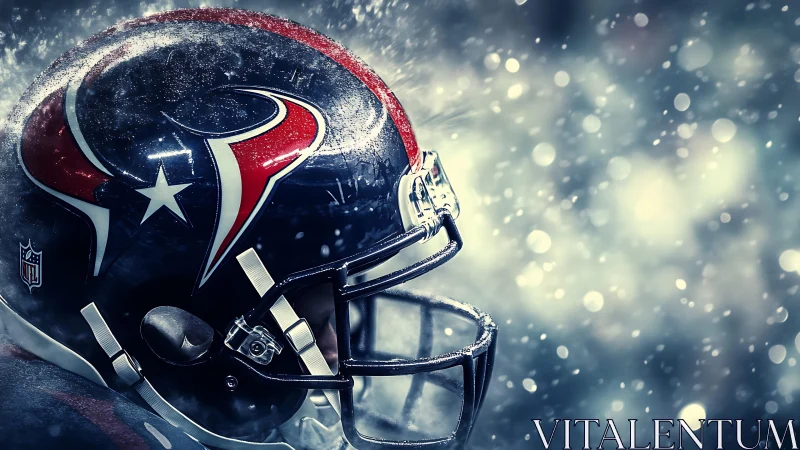Side-profile NFL football helmet in dynamic snowfall lighting