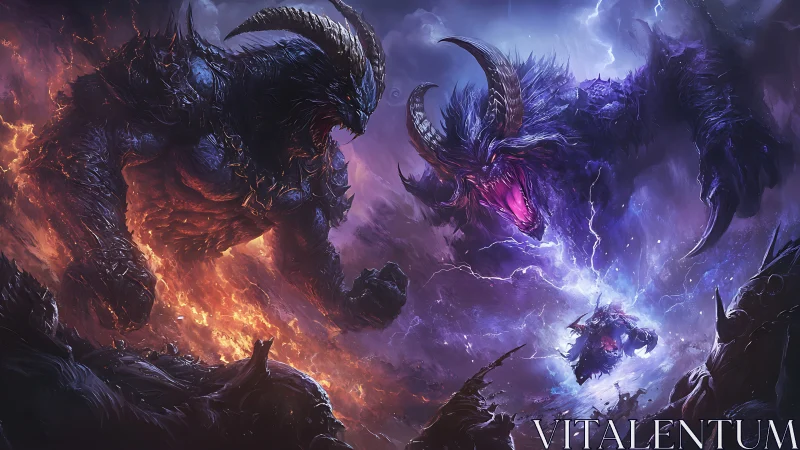 Colossal infernal beasts collide in a high-energy arcane storm