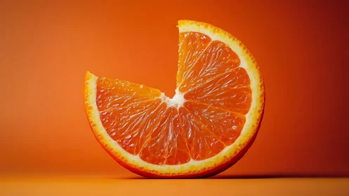 Juicy orange slice glowing warmly on a bright backdrop.