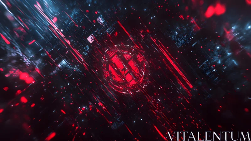 Futuristic Digital Sphere with Glowing Red and Blue Cyberpunk Effects.