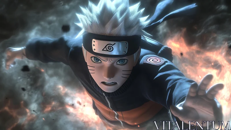 Anime-styled ninja character rendered in dynamic 3D motion
