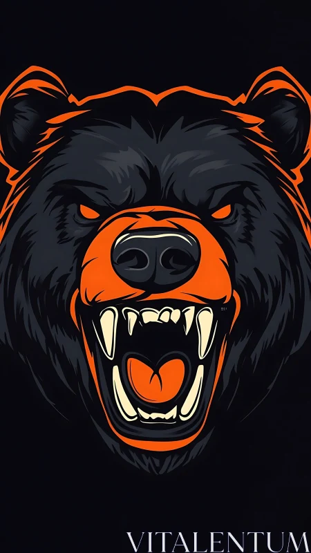 Stylized roaring bear head emblem with orange contouring.