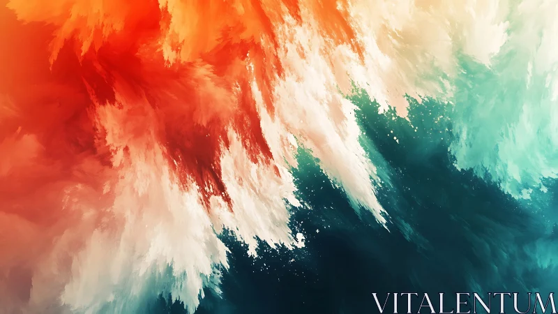 Diagonal abstract gradient divides warm and cool color fields