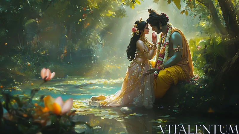 Radiant Divine Encounter in Luminous Forest Sanctuary.