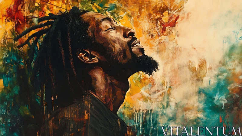 Side profile portrait in vivid abstract painted colors.