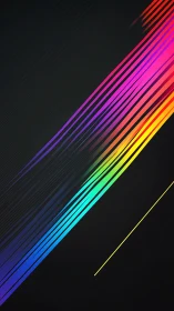 Colorful diagonal light trails race across deep black space