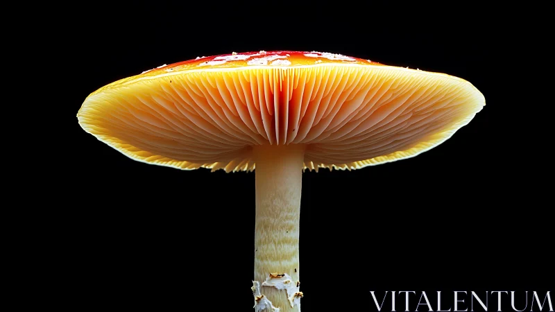 Glowing forest mushroom stands like a tiny woodland umbrella