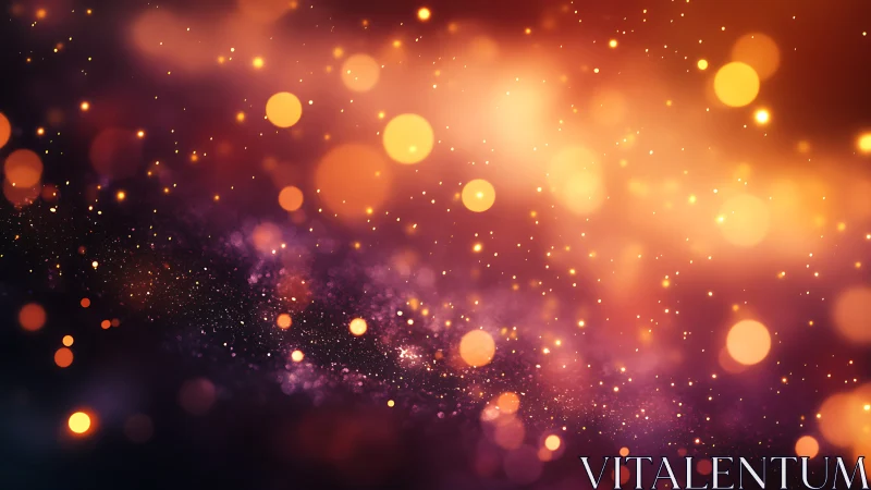 Bokeh particle nebula with radiant orange-gold light field.
