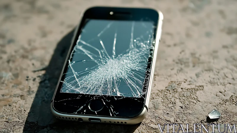 Shattered smartphone glass turns sunlight into fractured sparks