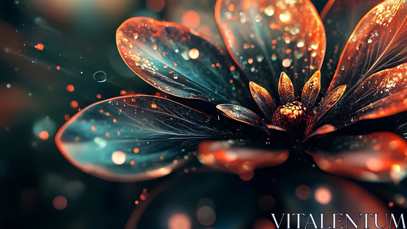 Luminous abstract flower glows in deep cosmic shadows