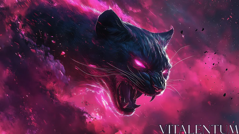 Neon Wolf Head in Magenta Energy Storm.