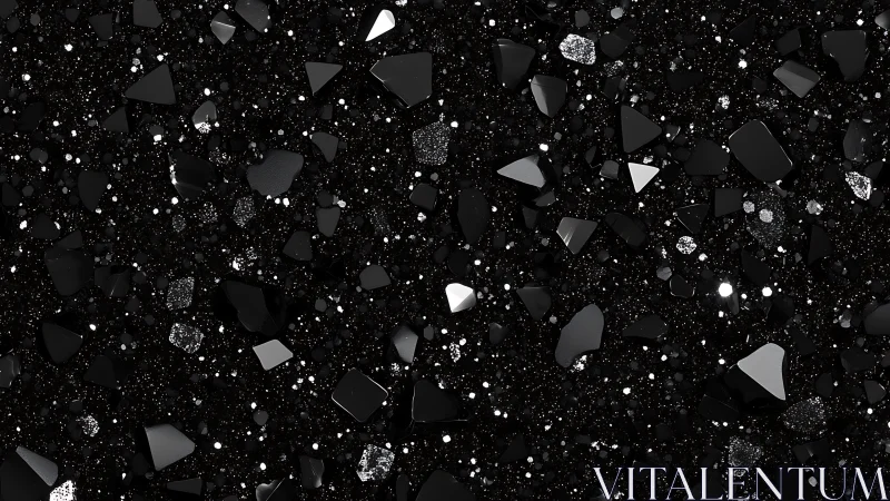 Night-sky obsidian shards glitter across inky cosmic void.