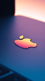 Laptop cover logo is illuminated by gradient colored light