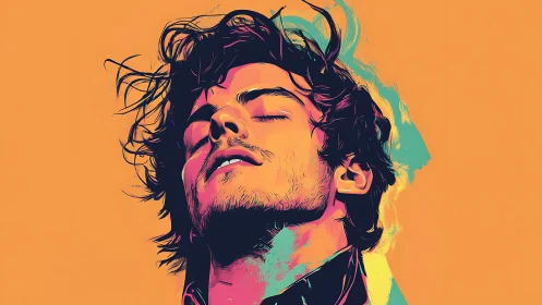 Sun-dazed dreamer drifting in neon warmth and whispers.