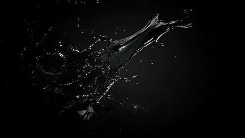 Dark liquid splash captured on black studio background.