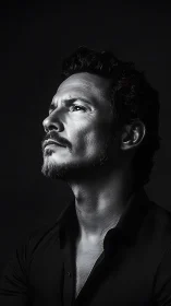 Moody monochrome male portrait captures quiet determination