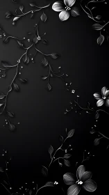 Elegant Black and White Floral Vines Dance Gracefully