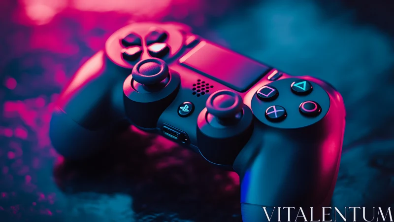 Neon-Lit Gaming Controller in Cyberpunk Aesthetic.