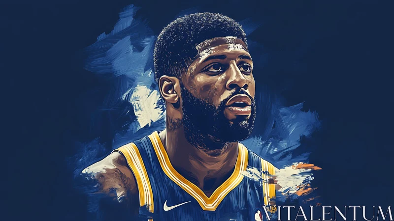 Digital portrait of basketball player on dark abstract ground.