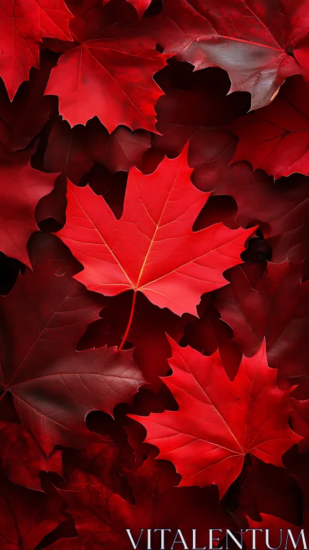 Specular crimson maple foliage under controlled macro lighting.