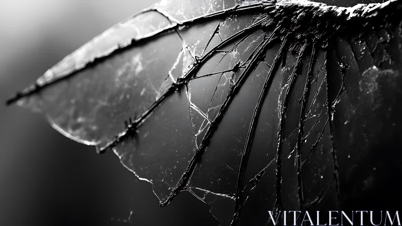 Broken translucent wing structure shows cracked membrane details