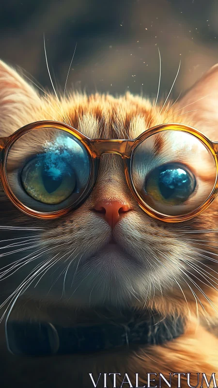Whimsical Feline Gazes Through Oversized Spectacles