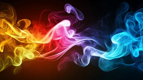 Chromatic smoke river dancing across a midnight void.