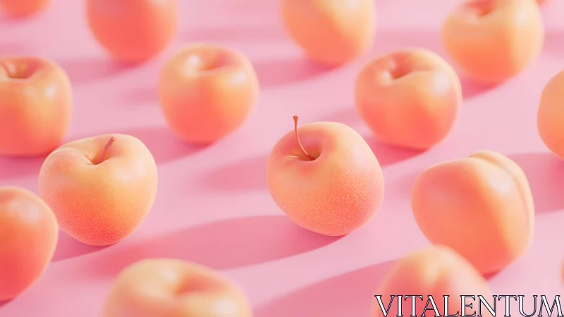 Soft pastel peaches on pink background, minimalistic style.