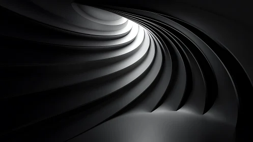 Whispering spiral gateway of shadowed monochrome light play.