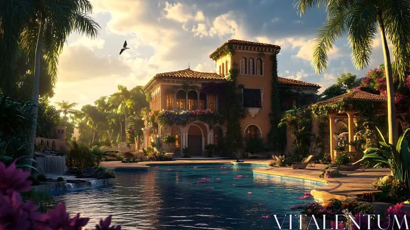 Sunlit Mediterranean villa embracing a tranquil blue pool.