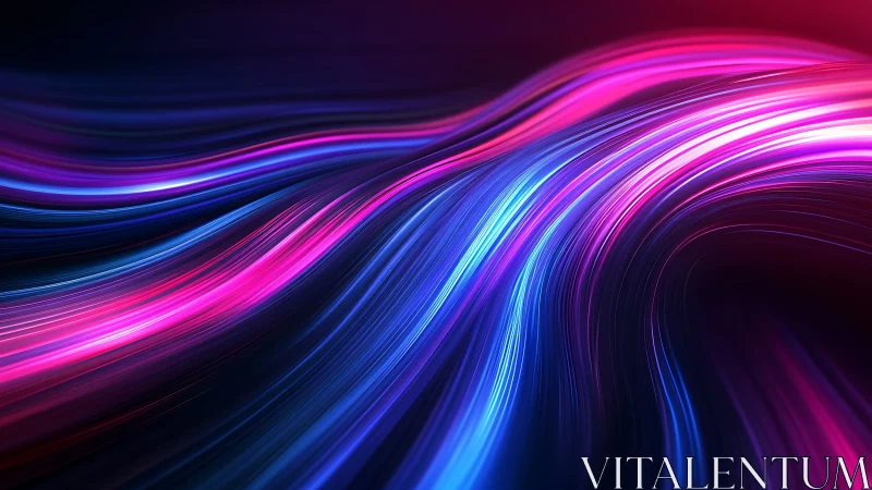 Neon magenta and cyan light trails on flowing dark gradient field