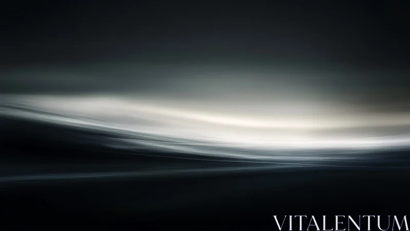 Monochrome horizontal light bands across dark gradient field.