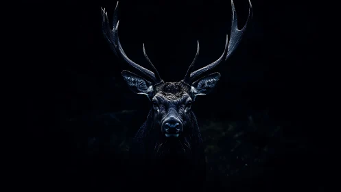Majestic stag glows softly against a deep midnight forest