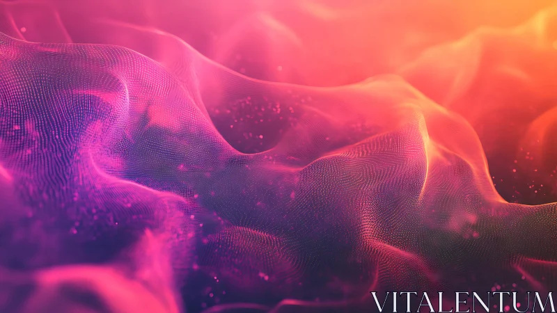 Glowing pink data waves drifting through sunset light.