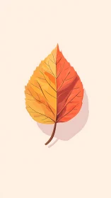 Autumn leaf illustration shows warm gradient color transition