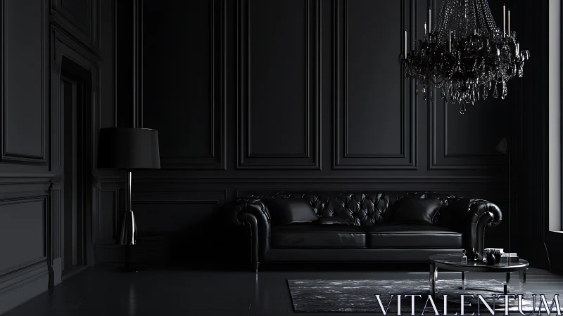 Luxurious black lounge exudes dramatic minimalist elegance