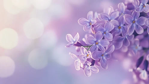 Soft-focus lilac blossoms cluster in ethereal depth-of-field arrangement.