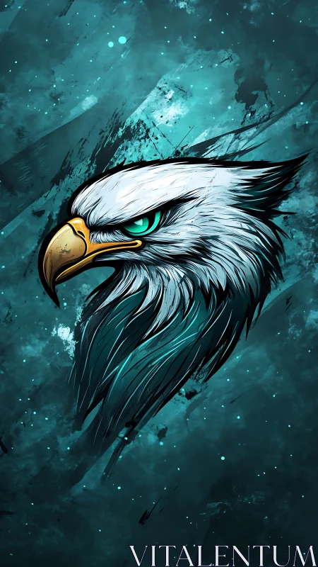 Storm-lit cyber eagle carves neon focus from the dark sky