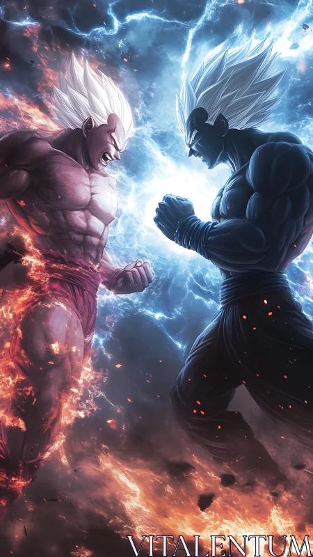 Dual elemental warriors in high-energy symmetrical standoff.