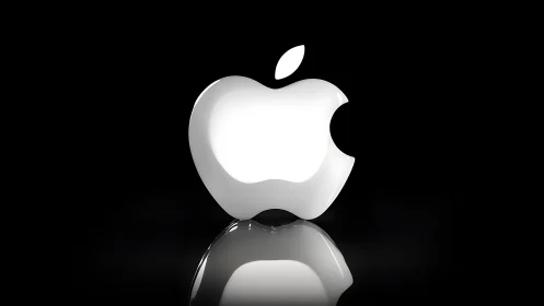 Apple Logo 3D Rendering with Reflection