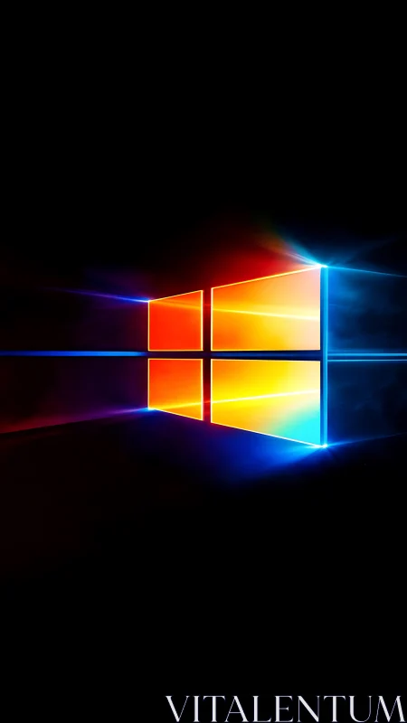 Luminous window grid glows with neon spectral light