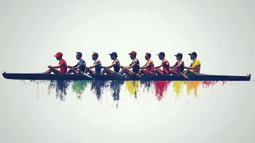 Rowing team powers forward as splashes become bold color