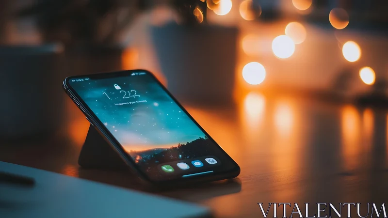 Smartphone Display Lock Screen with Evening Ambient Lighting.